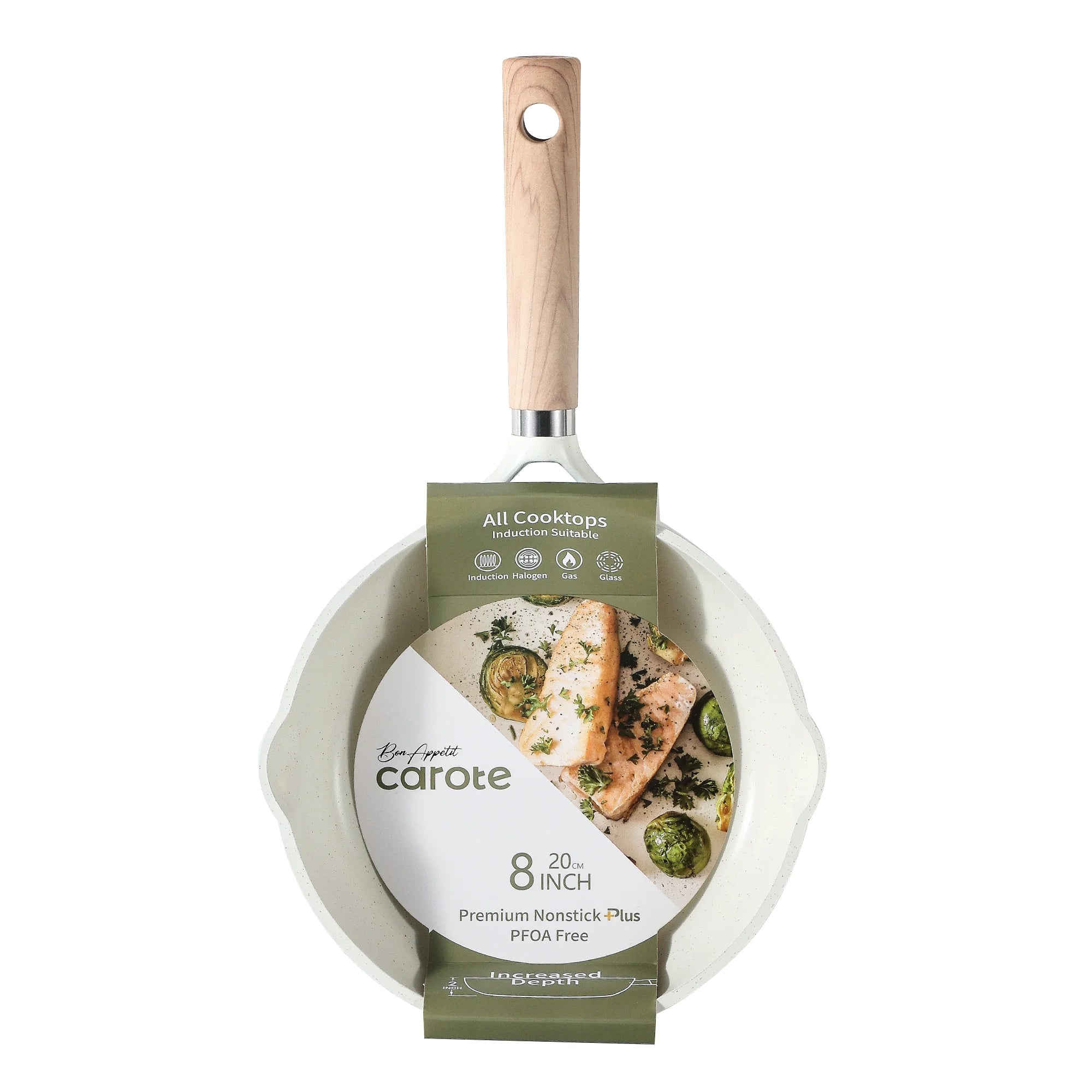 Nonstick Frying Pan 8" Skillet With Induction, Egg Omelet Pan Non-Stick Chef's Pan Compatible for All Stoves, Bon Appetit, White Granite