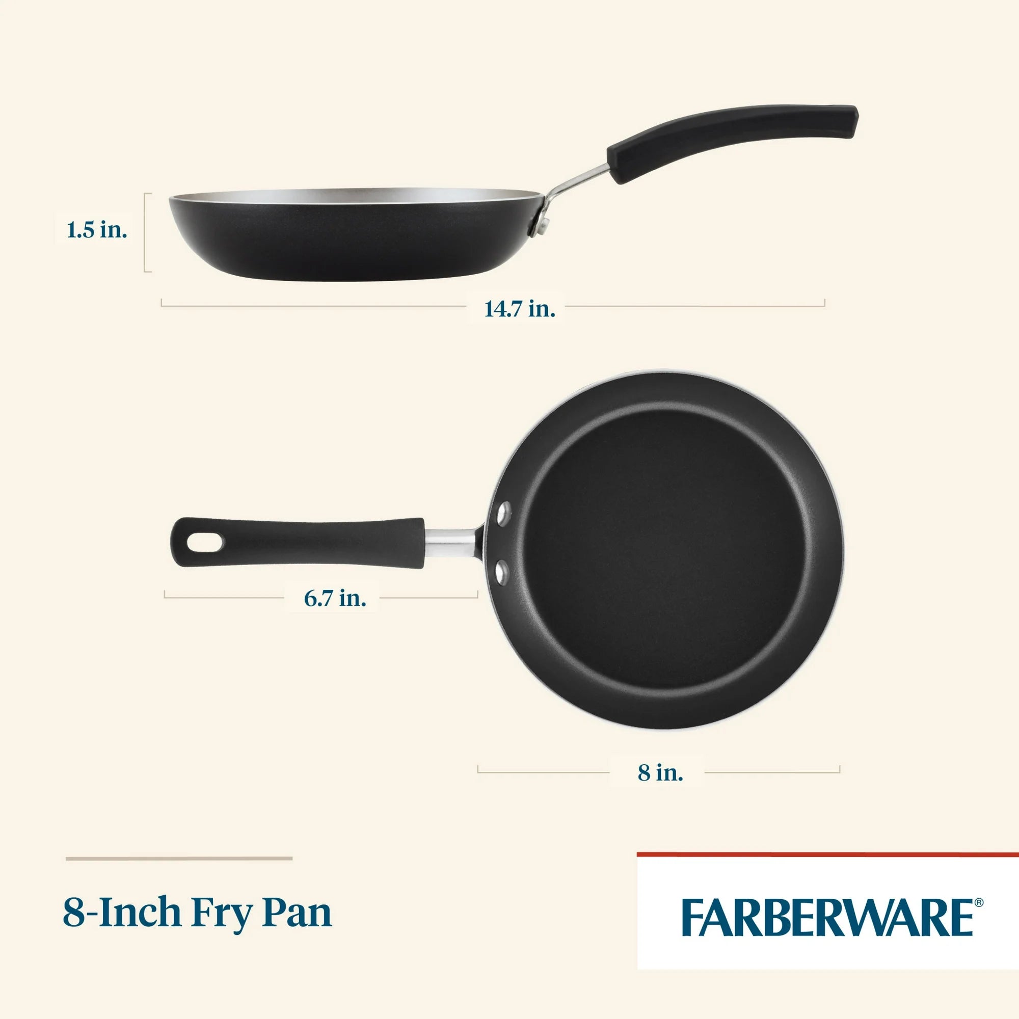Easy Clean 8 Inch Aluminum Nonstick Frying Pan, Black