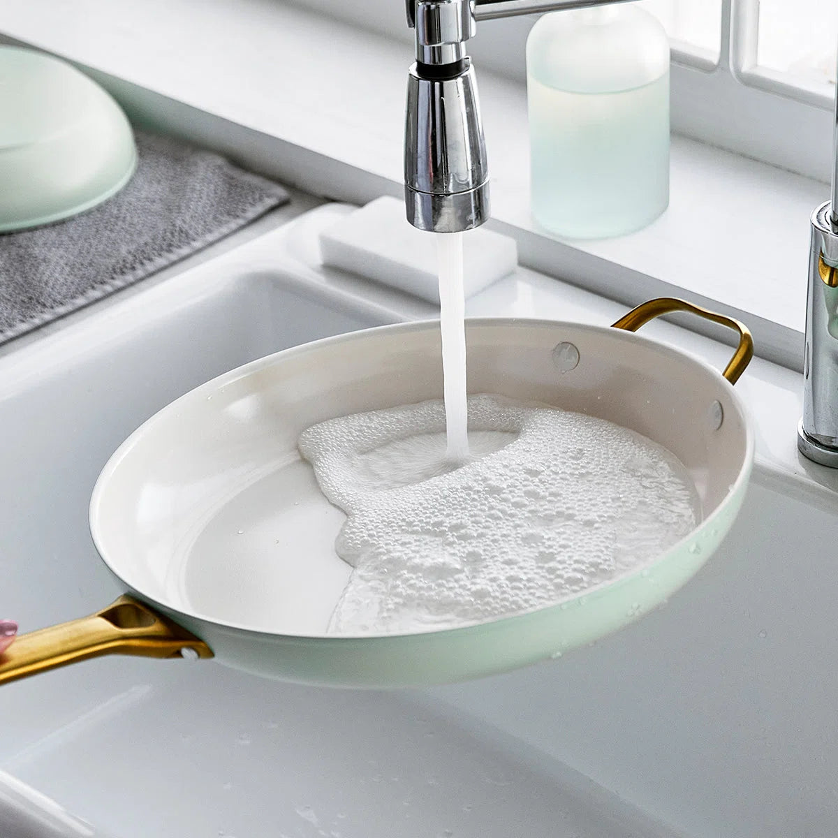 Reserve Hard Anodized Healthy Ceramic Nonstick 12" Frying Pan Skillet, Gold Handle