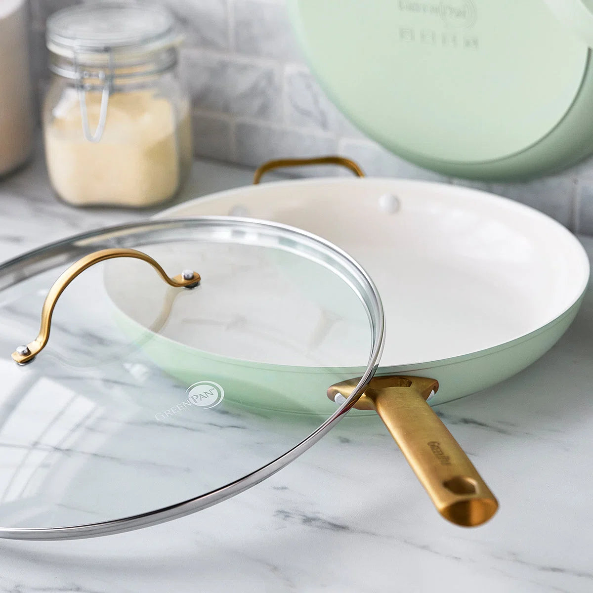 Reserve Hard Anodized Healthy Ceramic Nonstick 12" Frying Pan Skillet, Gold Handle